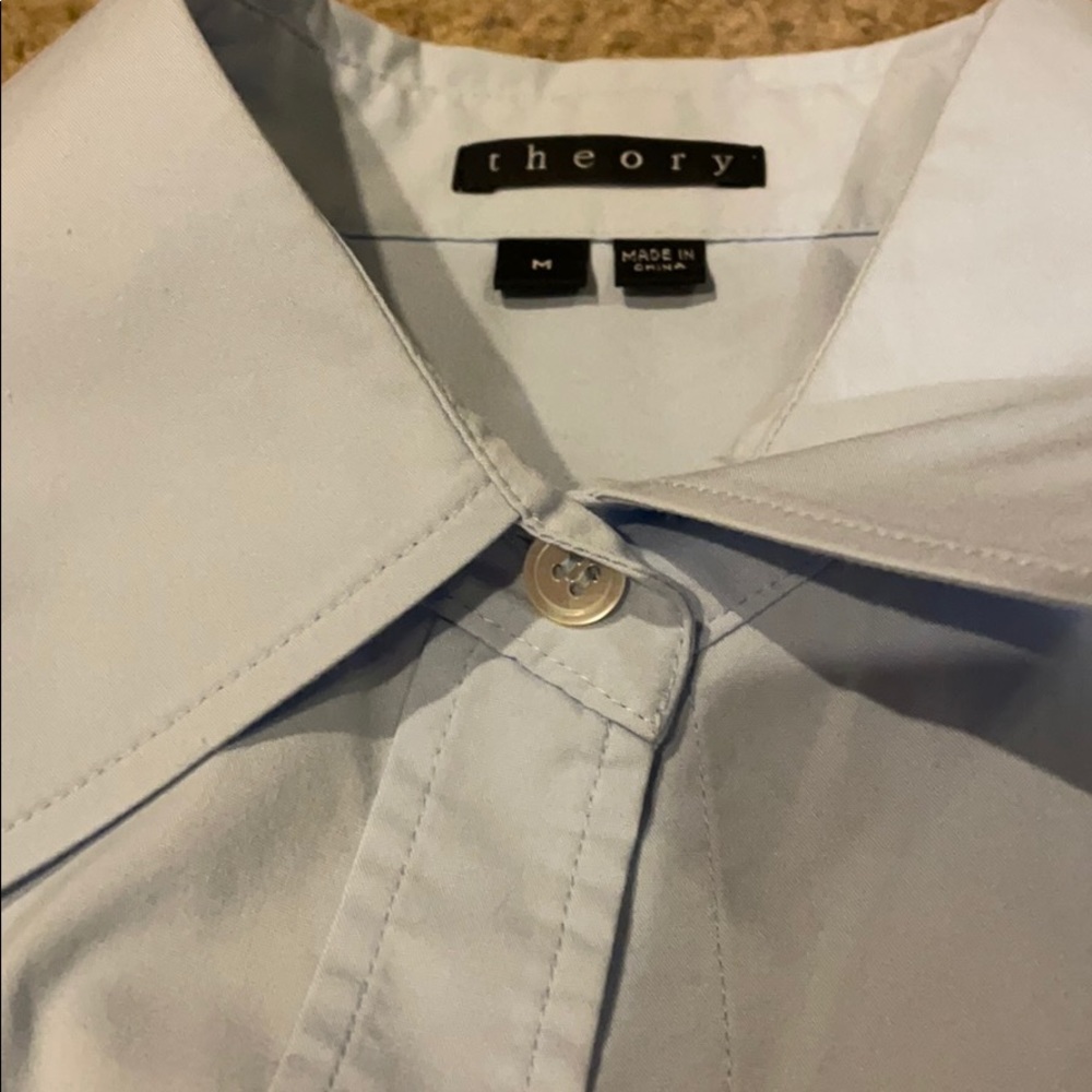 Theory Light blue long sleeve blouse